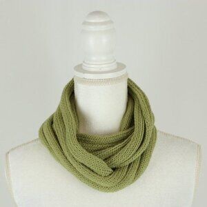 Handmade Unisex Adult Green Ribbed Knit Organic Cotton Infinity Cowl